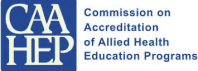 The logo of CAAHEP, featuring the acronym 'CAAHEP' accompanied by the full name 'Commission on Accreditation of Allied Health Education Programs' in smaller text, symbolizing its role in accrediting allied health education programs.