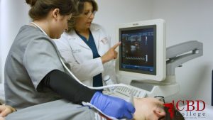 An image related to Diagnostic Medical Sonography, such as an ultrasound machine or a sonographer performing an ultrasound scan.