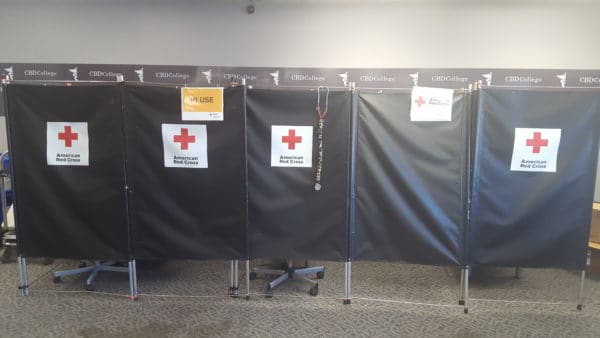Photo of CBD College students donating blood during the American Red Cross Blood Drive in the Gen Ed Room on the 4th Floor.