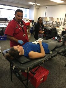 CBD College students and staff donating blood at the 12-hour blood drive event.