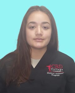 Image featuring Alexa Moreno, a student enrolled in the Medical Assistant Program at CBD College.