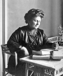 Portrait of Maria Montessori, an Italian physician and educator best known for her innovative educational method emphasizing self-directed activity and hands-on learning. In 1913, she established the first Montessori school, Casa dei Bambini, in Rome, Italy.