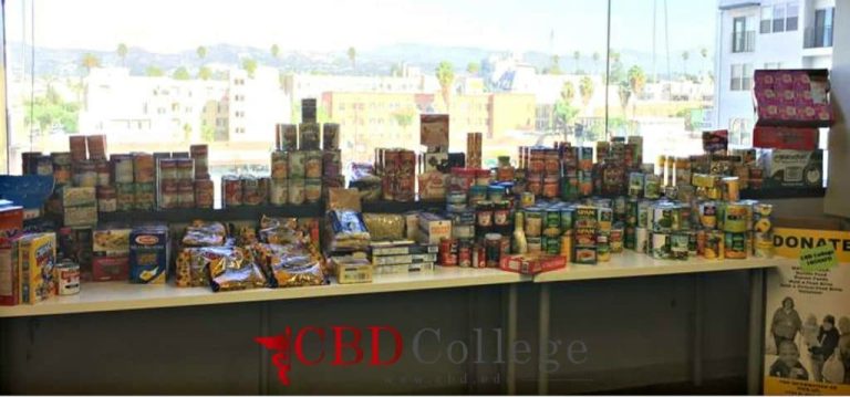 CBD Gives Back: Food Drive Final Count poster displaying total donations collected.