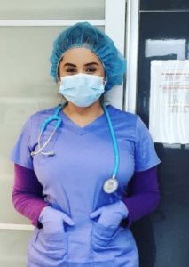Image featuring Gigi Calderon, a medical assistant in the operating room.