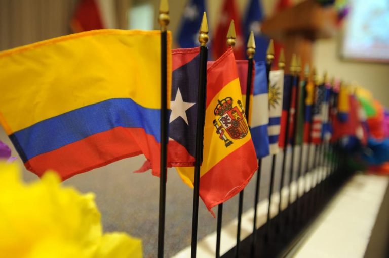 Image of Hispanic heritage flags, representing various Hispanic countries and cultures, in celebration of Hispanic Heritage Month.