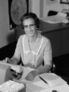 Portrait of Katherine Johnson, born on August 26, 1918, in White Sulphur Springs, WV. Mathematician and aerospace pioneer known for her crucial calculations for NASA's early space missions, including the trajectory for Alan Shepard and John Glenn's missions. Awarded the Presidential Medal of Freedom by President Obama in 2015.