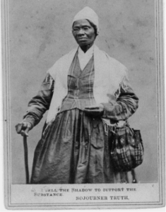 Portrait of Sojourner Truth, an African-American abolitionist and women's rights activist, born in 1797 in Swartekill, New York. Known for her powerful speeches and advocacy for racial and gender equality.