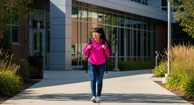 ota student walking on college campus