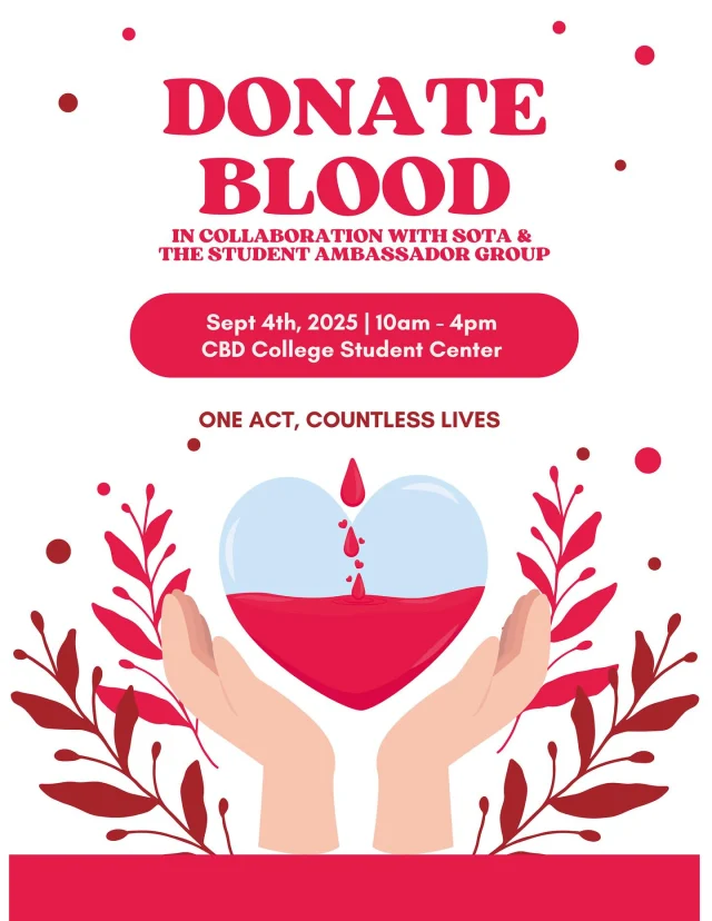 Did you know that 1 donation can save 3 lives? 🩸Our campus Blood Drive is September 4th—let’s come together and make an impact.Sign up today at the link in bio 🙏In partnership with @cbd.sota and the Student Ambassador Program#BloodDrive #CommunityStrong