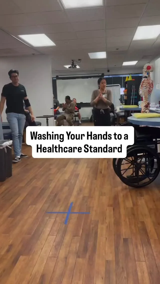 Every great PTA starts with great habits — and yes, that means hand hygiene 💪🧼Our PTA instructor breaks down what it really means to wash your hands to a clinical standard!#PTmonth #physicaltherapist #cbdcollege